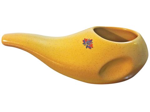 Sattvic Path Ergonomic Ceramic Neti Pot in Light Sand - Handmade